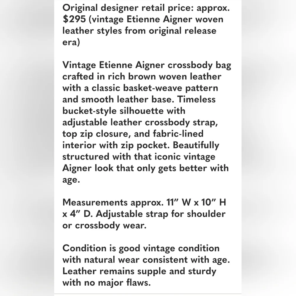 Etienne Aigner Luxury Brown Woven Leather Vintage Bag (Orig Release Era)$295 - Picture 5 of 5